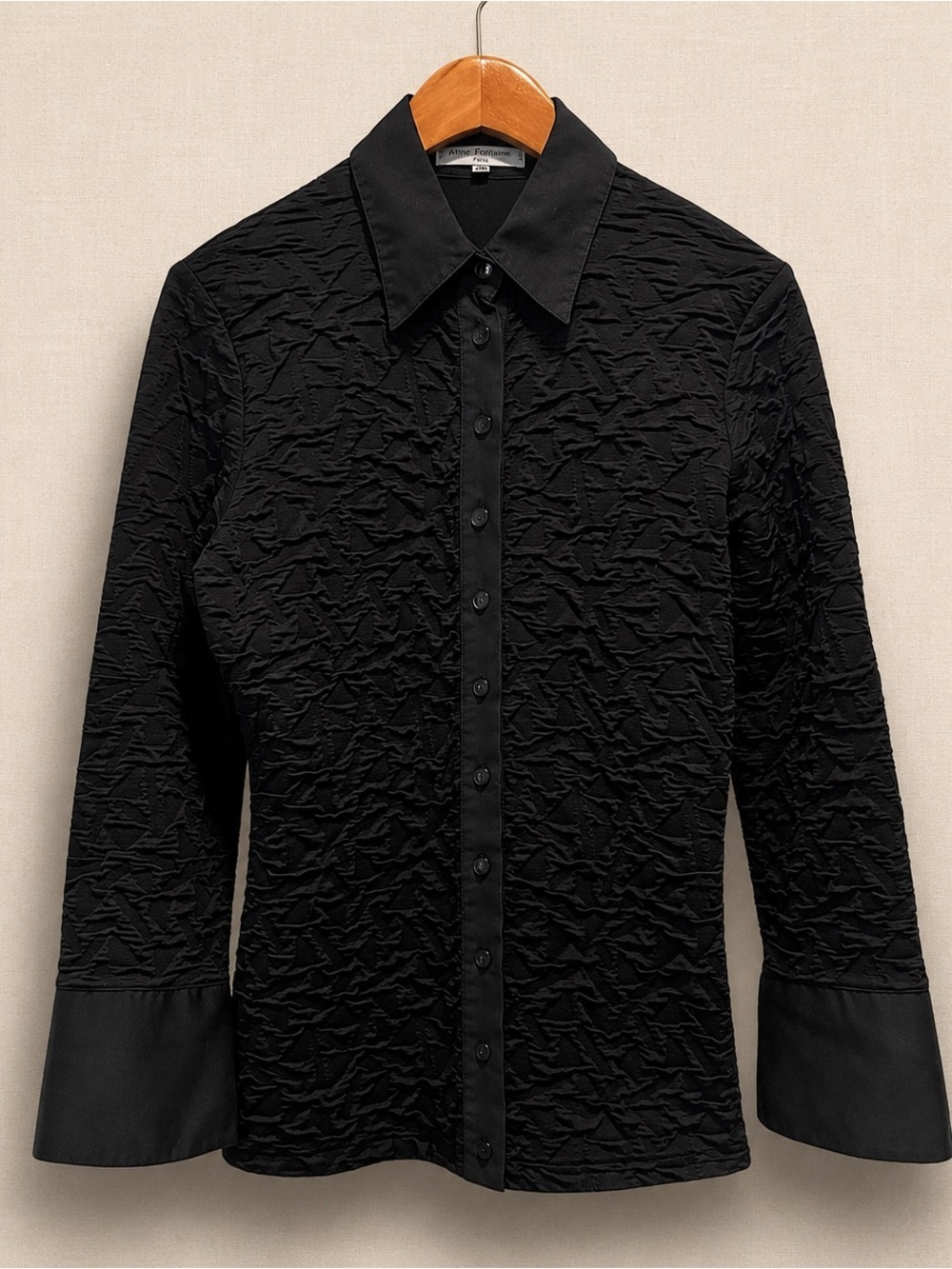 Anne Fontaine Nerimene Textured Stretch Blouse France 40 Quiet Luxury